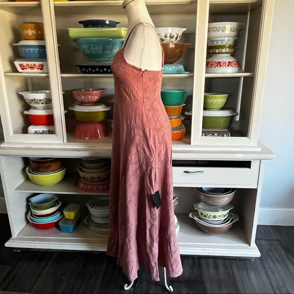 Lulus Time for Tea Dusty Rose Jacquard Sleeveless Midi Dress - Size Small - Picture 8 of 16